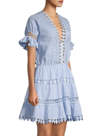 Shop Peixoto Women's Ora Embroidered Mini Dress In Cotton Blue