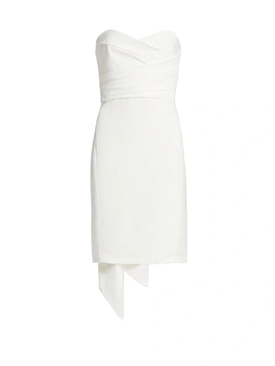 Shop Amsale Women's Strapless Silk Faille Bow Dress In Silk White