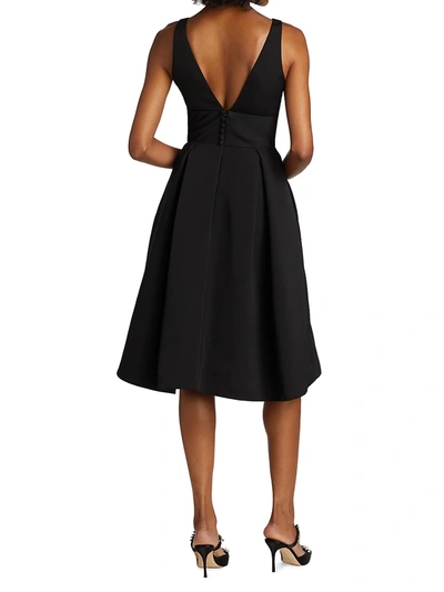 Shop Amsale Women's Faille Deep V-neck Dress In Black