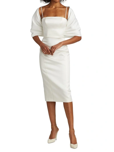 Amsale Faille Wrap In Silk White