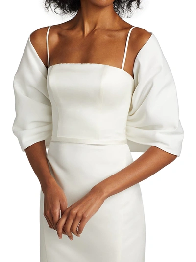 Amsale Faille Wrap In Silk White