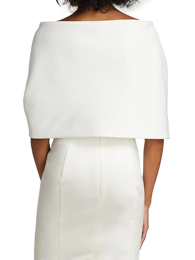 Amsale Faille Wrap In Silk White