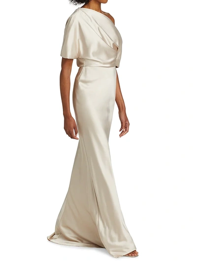 princess polly baby blue dress Amsale One-Shoulder Long Dress in Neutrals, Women's US 8