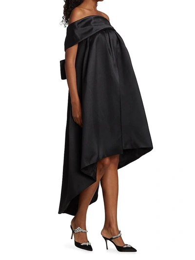 Shop Amsale Women's Bow-back Trapeze Dress In Black