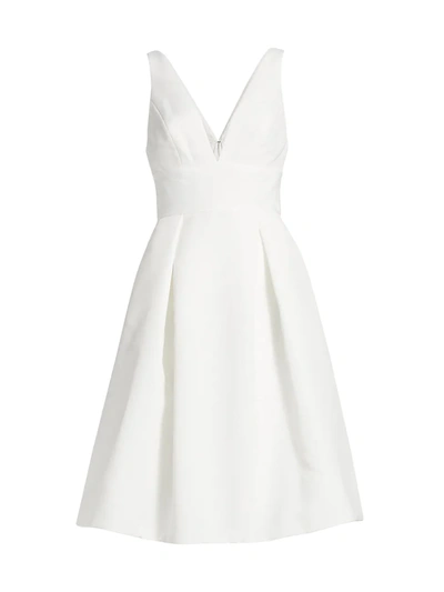 Shop Amsale Women's Faille Deep V-neck Dress In Silk White