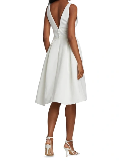 Shop Amsale Women's Faille Deep V-neck Dress In Silk White
