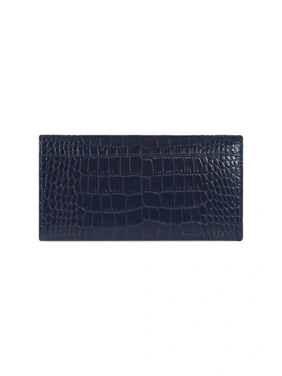 Shop Strathberry Women's Multrees Embossed Leather Wallet In Navy