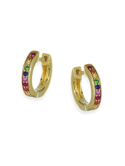 Shop Sydney Evan Rainbow Sapphire Huggie Hoop Earrings