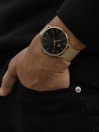 Shop Mvmt Men's Legacy Slim Lion Gold Stainless Steel Watch In Black