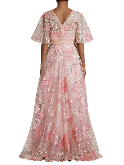 Shop Mac Duggal Women's Beaded Floral Ballgown In Pink