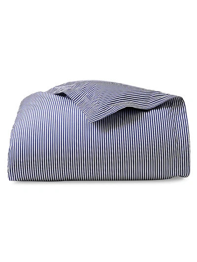 Shop Ralph Lauren Organic Shirting Stripe Bedding 400 Thread Count Duvet Cover In Blue Stripe