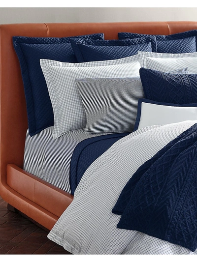 Shop Ralph Lauren Organic Shirting Stripe Bedding 400 Thread Count Pillowcase In Blue Stripe