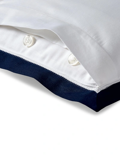 Shop Ralph Lauren Organic Sateen Border Bedding 624 Thread Count Throw Pillow In Blue