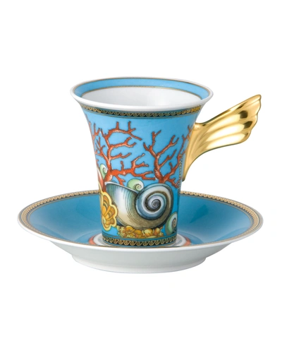 Shop Versace La Mer Coffee Cup & Saucer In Pattern