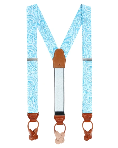 Shop Trafalgar Men's Sobee Paisley Silk Suspender Braces In Blue