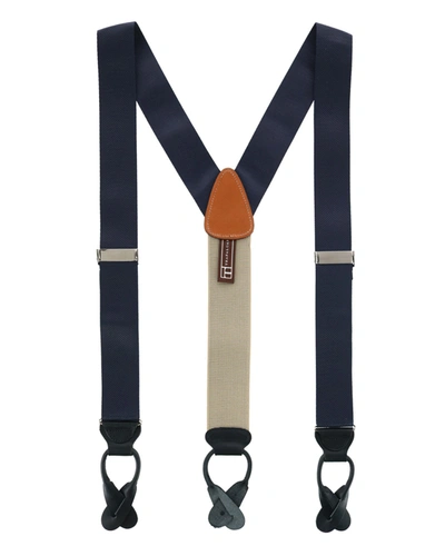 Shop Trafalgar Men's Hudson Textured Silk Suspender Braces In Navy