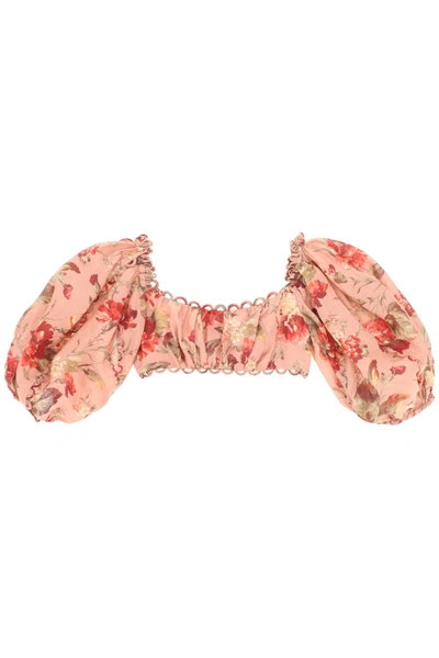 Shop Zimmermann Cassia Cropped Top In Pink,red