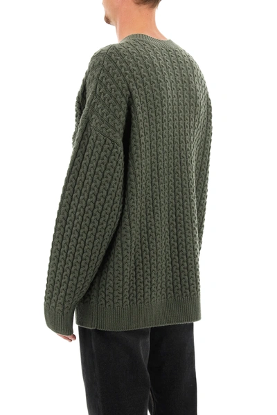 Shop Loewe Sweater With Braided Anagram In Khaki