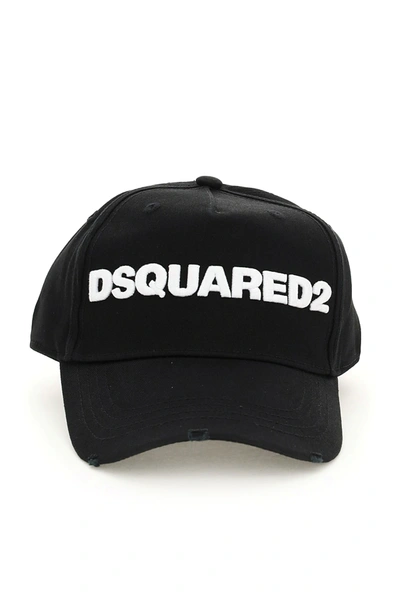Dsquared2 Contemporary Black And White Baseball Cap In Black,white