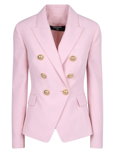 Shop Balmain Double-breasted Jacket In Pink