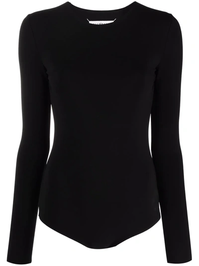 Shop Maison Margiela Long-sleeve Jersey Bodysuit In Schwarz