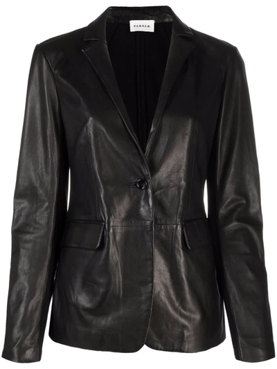 Shop P.a.r.o.s.h Single-breasted Leather Blazer In Black
