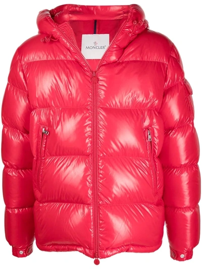Shop Moncler Logo-patch Padded Jacket In Rot