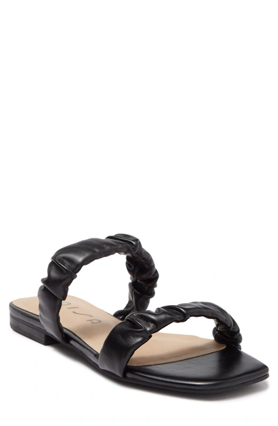 Shop Unisa Ruched Strap Slide Sandal In Black 001