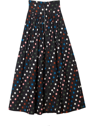 Shop Carolina Herrera Polka-dot Maxi Skirt In Schwarz