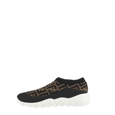 Pre-owned Fendi Brown/black Tech Fabric Sneakers Size Uk 6 Eu 40