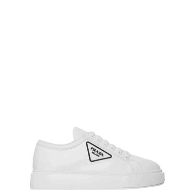 Pre-owned Prada White White Logo Sneakers Size Eu 36