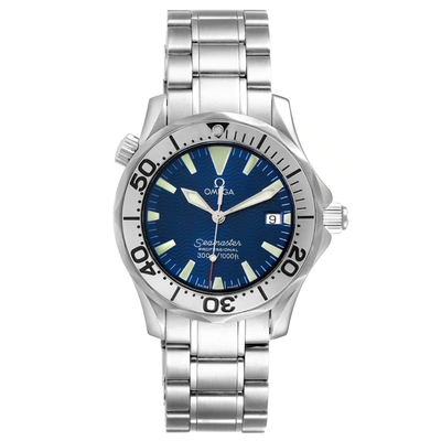 Shop Omega Seamaster Electric Blue Wave Dial Midsize Watch 2263.80.00 In Not Applicable