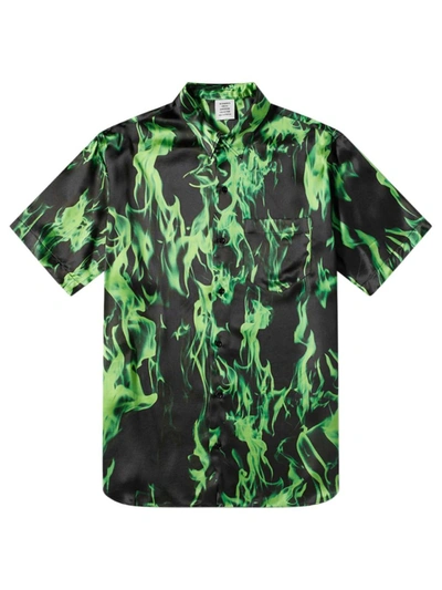 Shop Vetements Smoke Fluid Short Sleeve Shirt Green And Black