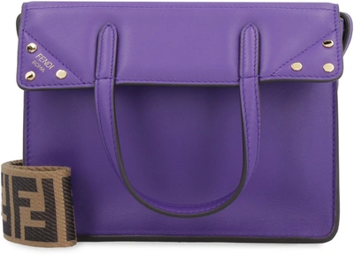 Shop Fendi Flip Small Tote Bag In Purple
