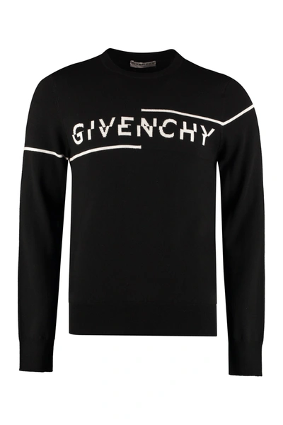 Shop Givenchy Split Logo Crewneck Sweater In Black