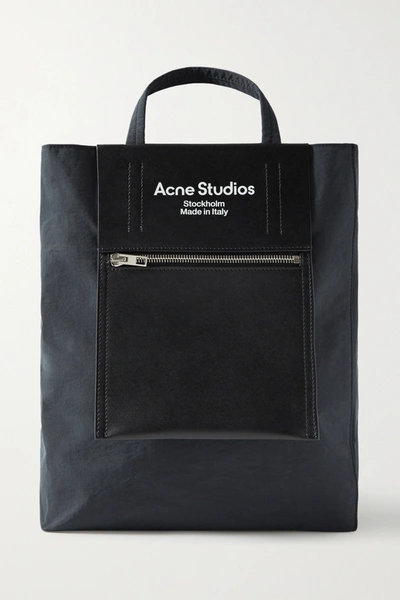 Shop Acne Studios Baker Out Medium Canvas And Printed Leather Tote In Black