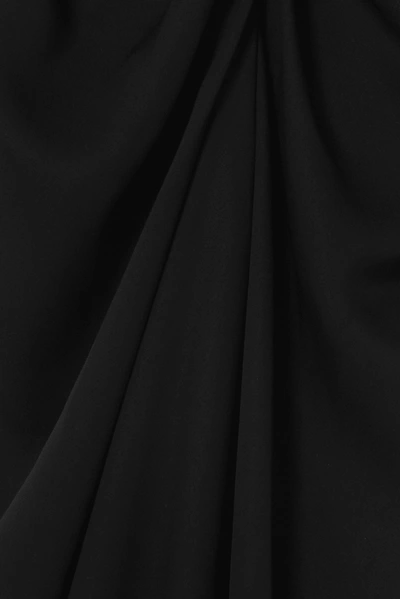 Shop Christopher Esber Ruched Cutout Woven Halterneck Maxi Dress In Black