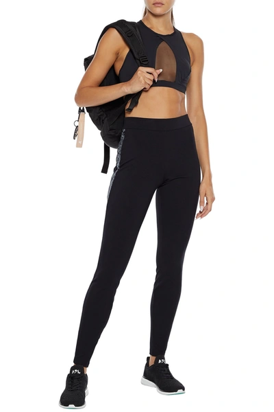 Shop Wolford Jacquard-trimmed Stretch Leggings In Black