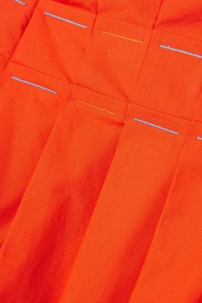 Shop Roksanda Vivetta Off-the-shoulder Pleated Cotton-poplin Top In Orange