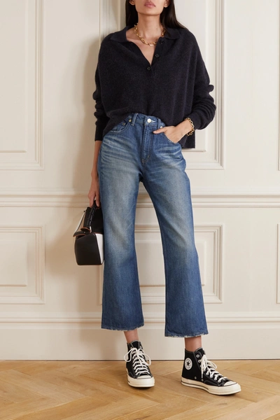 Shop Tu Es Mon Tresor + Net Sustain The Moonstone Cropped High-rise Bootcut Jeans In Blue