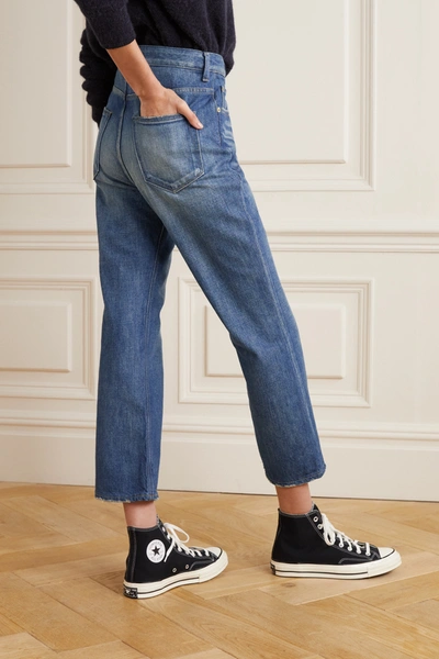 Shop Tu Es Mon Tresor + Net Sustain The Moonstone Cropped High-rise Bootcut Jeans In Blue