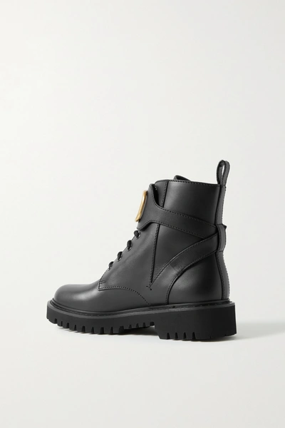 Valentino Go Logo Embellished Leather Ankle Boots In Black