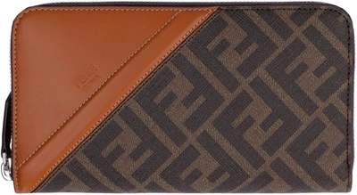 Shop Fendi Ff Logo Motif Continental Wallet In Brown