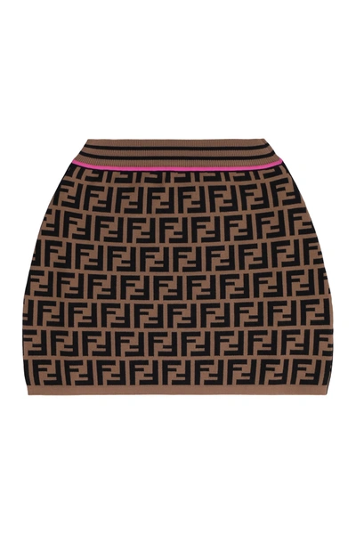 Shop Fendi Kids Ff Motif Knit Skirt In Multi