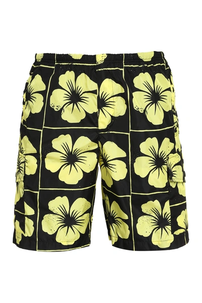 Shop Palm Angels Allover Floral Printed Swim Shorts In Multi