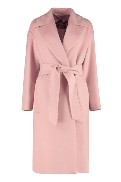 Shop Max Mara Studio Fazio Wrap Coat In Pink