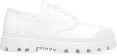 Shop Prada Lug Sole Derby Shoes In White