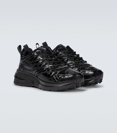 Shop Givenchy Giv 1 Croc-effect Leather Sneakers In Black