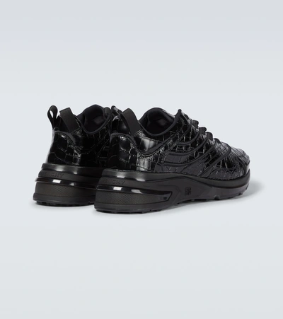 Shop Givenchy Giv 1 Croc-effect Leather Sneakers In Black