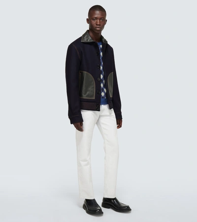 Wales Bonner Brixton Leather-trim Wool-blend Varsity Jacket In  